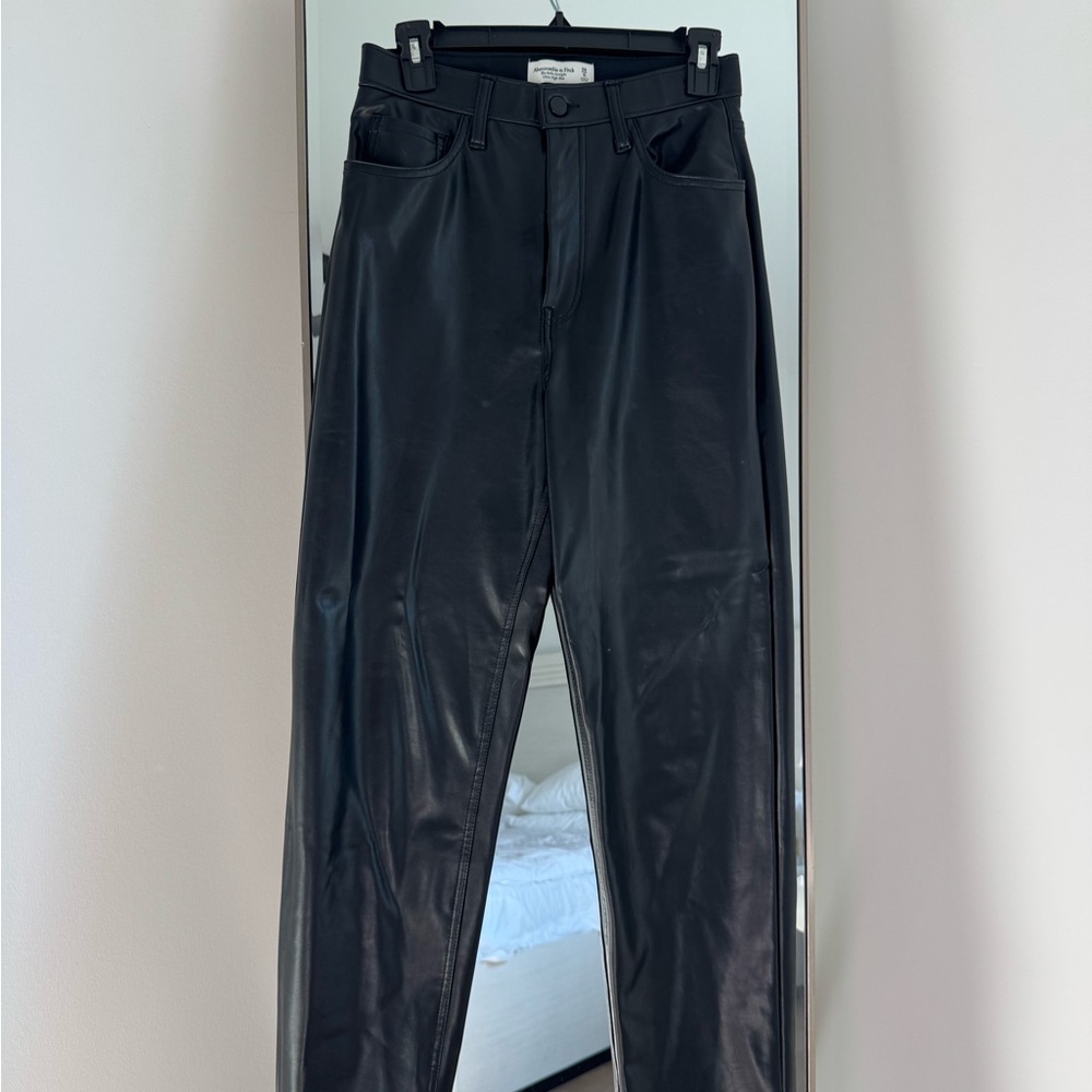 Abercrombie & Fitch Black Leather-Style Trousers